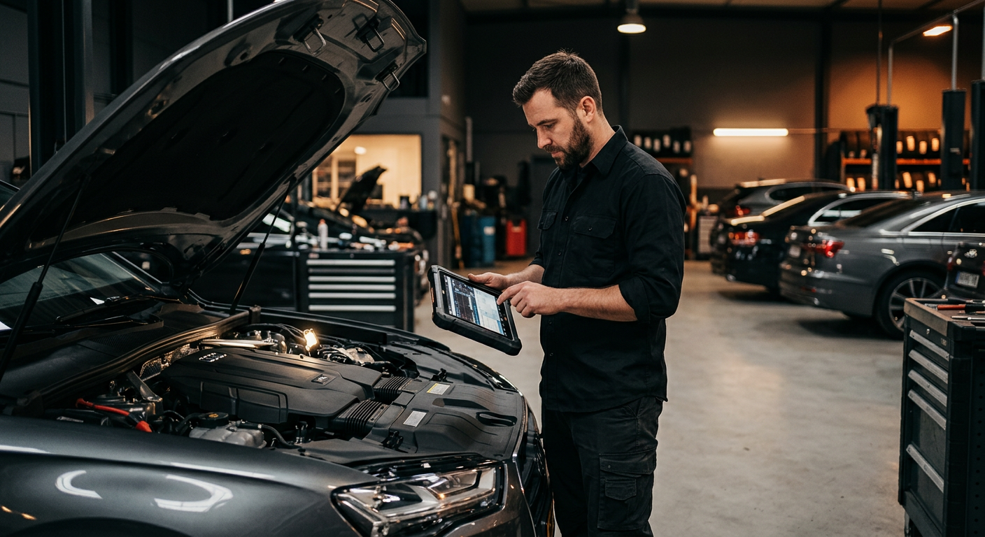 Blackcat Auto technician running diagnostics on a vehicle